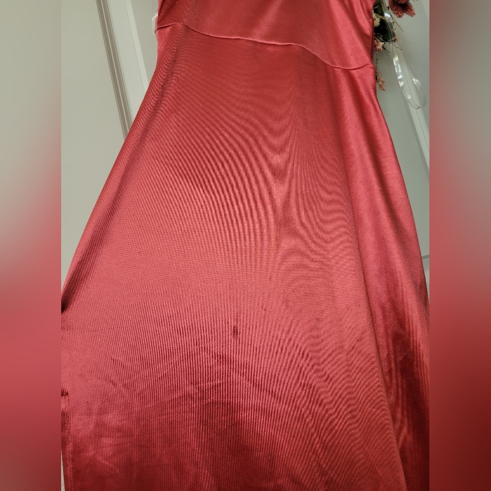Windsor Kirsten Satin Cowl Neck High Slit Formal Dress - Picture 9 of 10